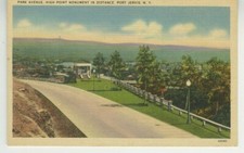 NY Postcard Park Avenue & High Point Monument In Distance c1940 vtg linen FF