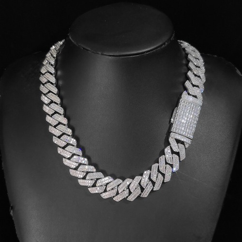 20mm Hip Hop TopBling T Zircon Cuban Link Chain Necklace Bracelet Gold Plated - Picture 7 of 7