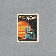 Retro Scoot To Venus Sticker - Vintage Space Scooter Travel Decal For Laptops 3