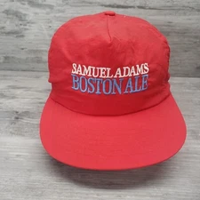 VTG Samual Adams Boston Ale 100% Nylon Red Snapback Adjustable Hat 1980s