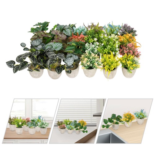 24PCS Potted Artificial Flowers Artificial Plants Vase Fake Flower Decorations