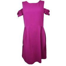 Tahari Arthur S Levine Dress Womens Size 12 Solid All Pink/Purple Off Shoulder