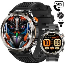 Rugged Smartwatch, 600mAh, Bluetooth Call, UV Detector, SOS, Compass, Flashlight