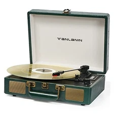 Vintage 3-Speed Bluetooth Portable USB Suitcase Record Player with Built-in 