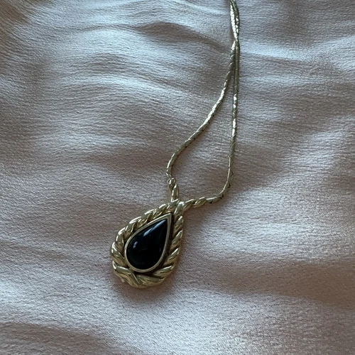 Collana Christian Dior vintage oro nero goccia intrecciata pendente