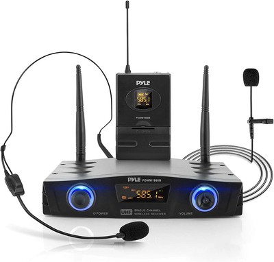 PYLE Compact UHF Wireless Microphone System - Pro Portable 1 One size, Black 