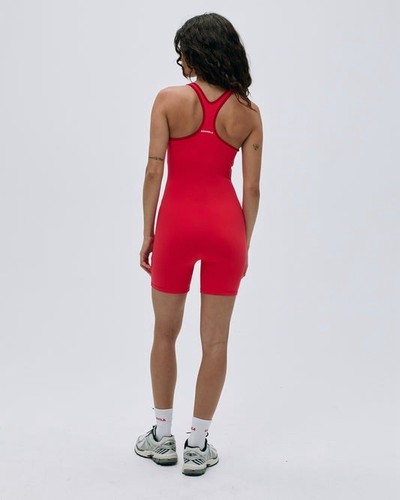 ADANOLA Women’s Ultimate Racer Back Piping Romper - Apple Red - Size Medium EUC - Picture 2 of 10