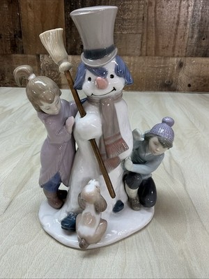 Lladro 5713 Snowman With Children Figurine In Excellent Condition