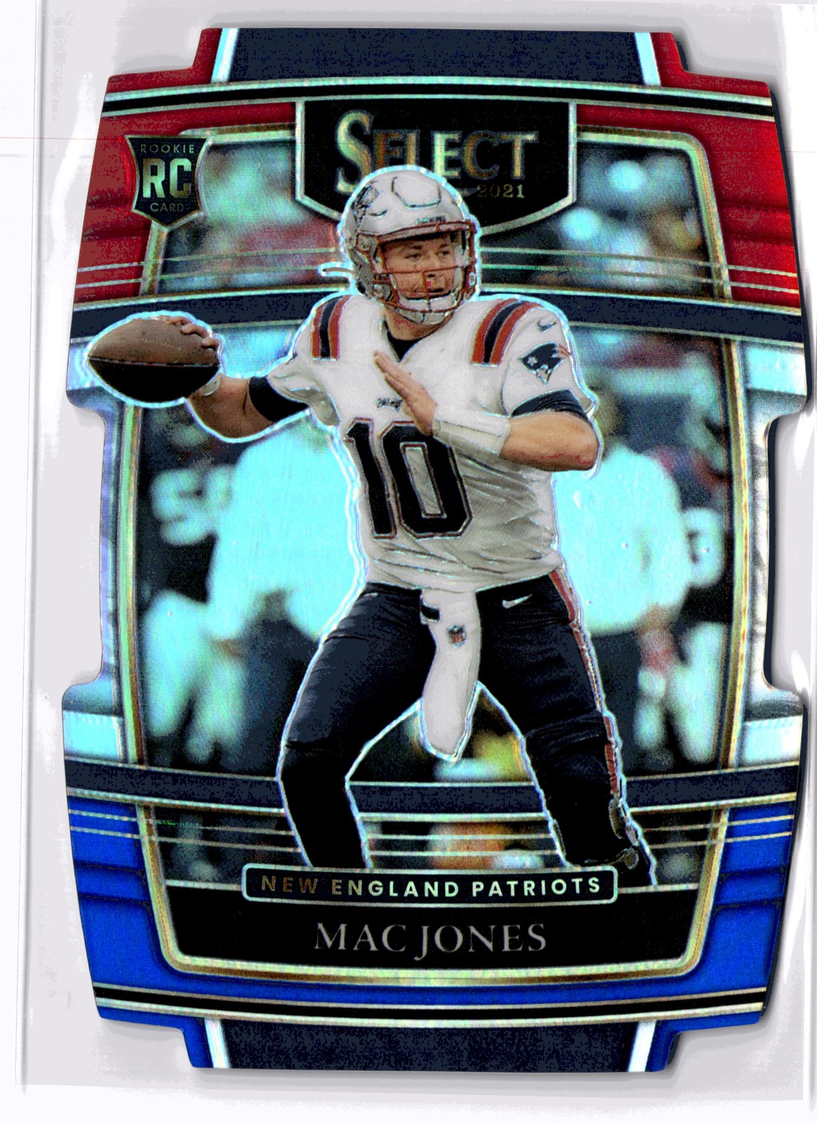 2021 Panini Select Mac Jones #51 Red and Blue Prizm Die Cut New England Patriots