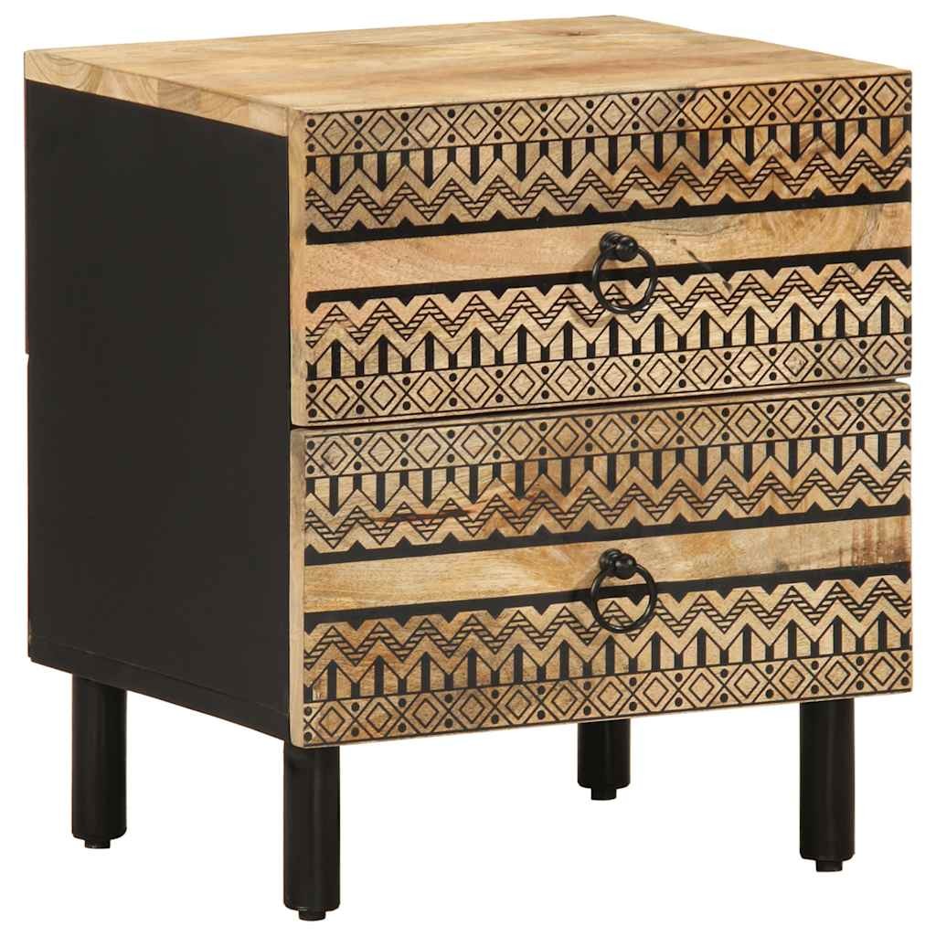 Comodini 2pz Neri 40x33,5x46 cm Legno Massello Mango Grezzo 2805538