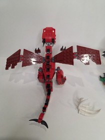 LEGO Lot Dinosaur Dragon Red Creature 31058 & 31032 Creator Builds No Box/Manual