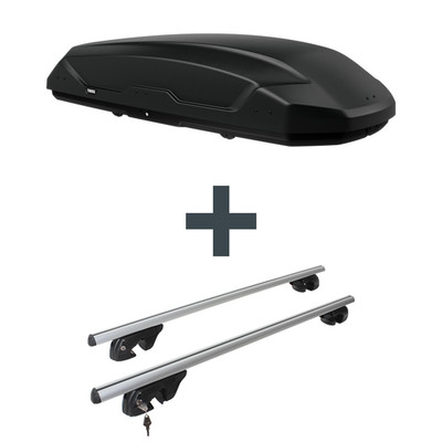 Dachbox Thule Pulse 2 L + Dachträger Menabo Sherman für Skoda Fabia Kombi II 5J