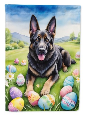Caroline's Treasures Black German Shepherd Easter Egg Hunt Garden Flag DAC5042GF