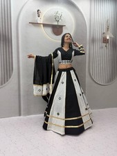 Women's Roman Silk Lehenga Choli Set Real Mirror Work Indian Garba Navratri