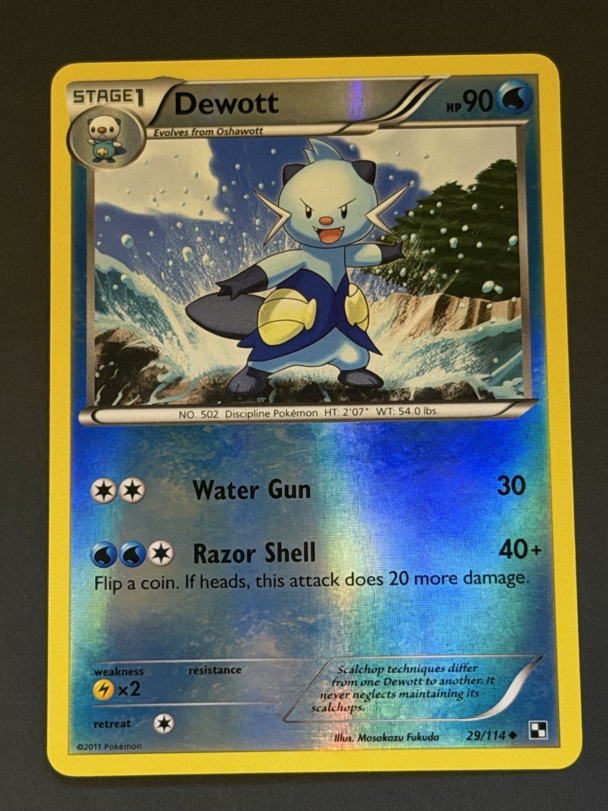 Pokémon Dewott Black White Reverse Holo Card 29/114 LP