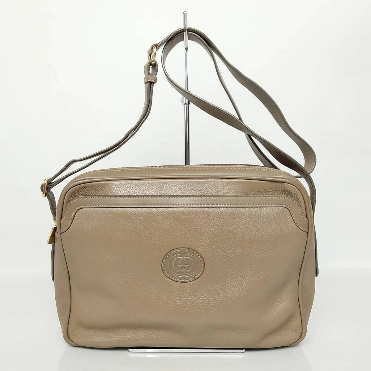 Sac bandoulière Gucci cuir marron clair logo Gg 612B76