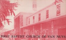 Van Nuys California CA First Baptist Church of Van Nuys Postcard