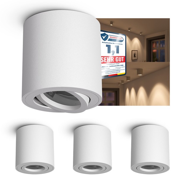 4X Aufbauleuchten Cori Weiß Schwenkbar Deckenlampe Spot Deckenstrahler Leuchte-image