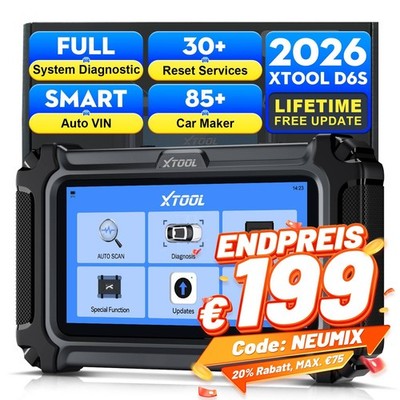 XTOOL D6S OBD2 Diagnosegerät ALLE System 30 Reset Scanner Kostenloses Update DE
