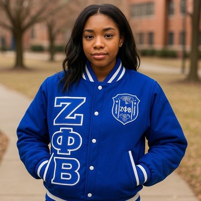 Zeta Phi Beta  Women's Varsity Jacket cashmere Wool Embroidered Letterman jacket