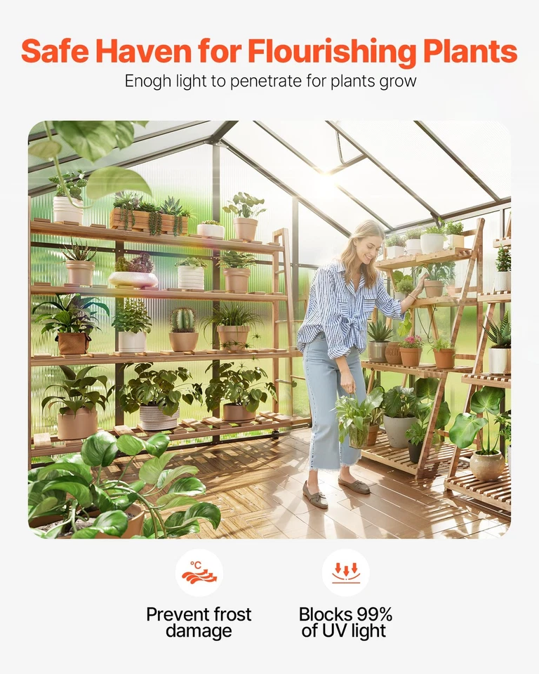 Polycarbonate Greenhouse Walk-in 8 x 14 Ft Heavy Duty Green House Outdoor Garden - Image 3 of 4