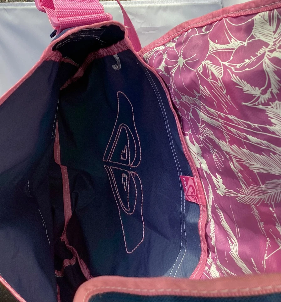 Bolso Mensajero ROXY Vintage Rosa Marino Correa Hibisco Floral Y2K RN105987 DIFÍCIL DE ENCONTRAR Foto 3 de 4