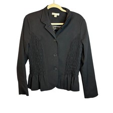 Coldwater Creek Jacket Women's 12 Blazer Smocked Office Workwear Black