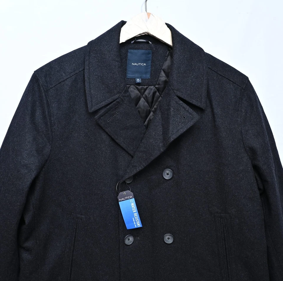 Nautica Wool Water Repellent Peacoat Charcoal Double Breasted Men's SZ 3XL $250 - Image 3 of 4