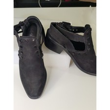 Women s Black Suede Cutout Mule with Slingback Ankle Strap