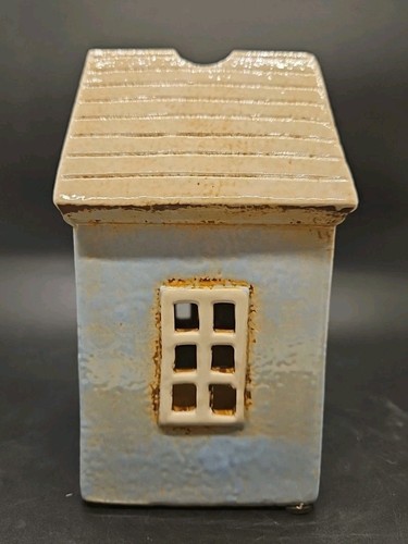 Teelichthalter Dorf Keramik blau Strandhütte Ferienhaus - Bild 2 von 6