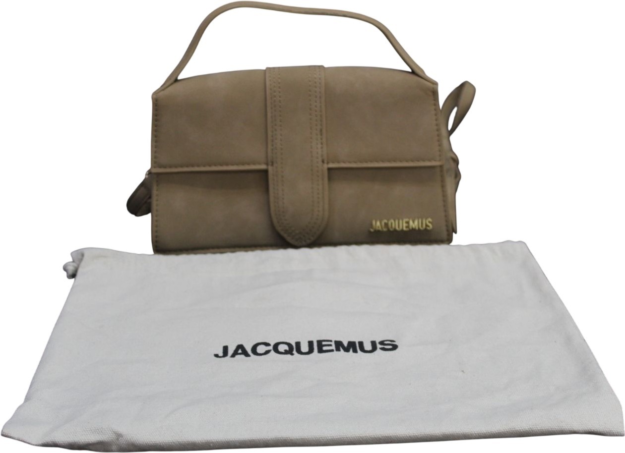 Mini borsa Jacquemus Le Chiquito beige scamosciata manico superiore tracolla