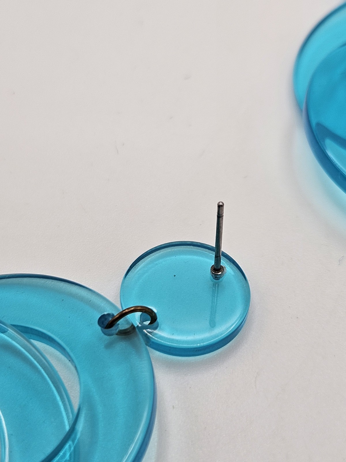 Blue Translucent Acrylic Dangle Pierced Earrings - image 7