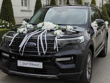 Car decorations wedding white bridal couple rose decoration decoration car wedding