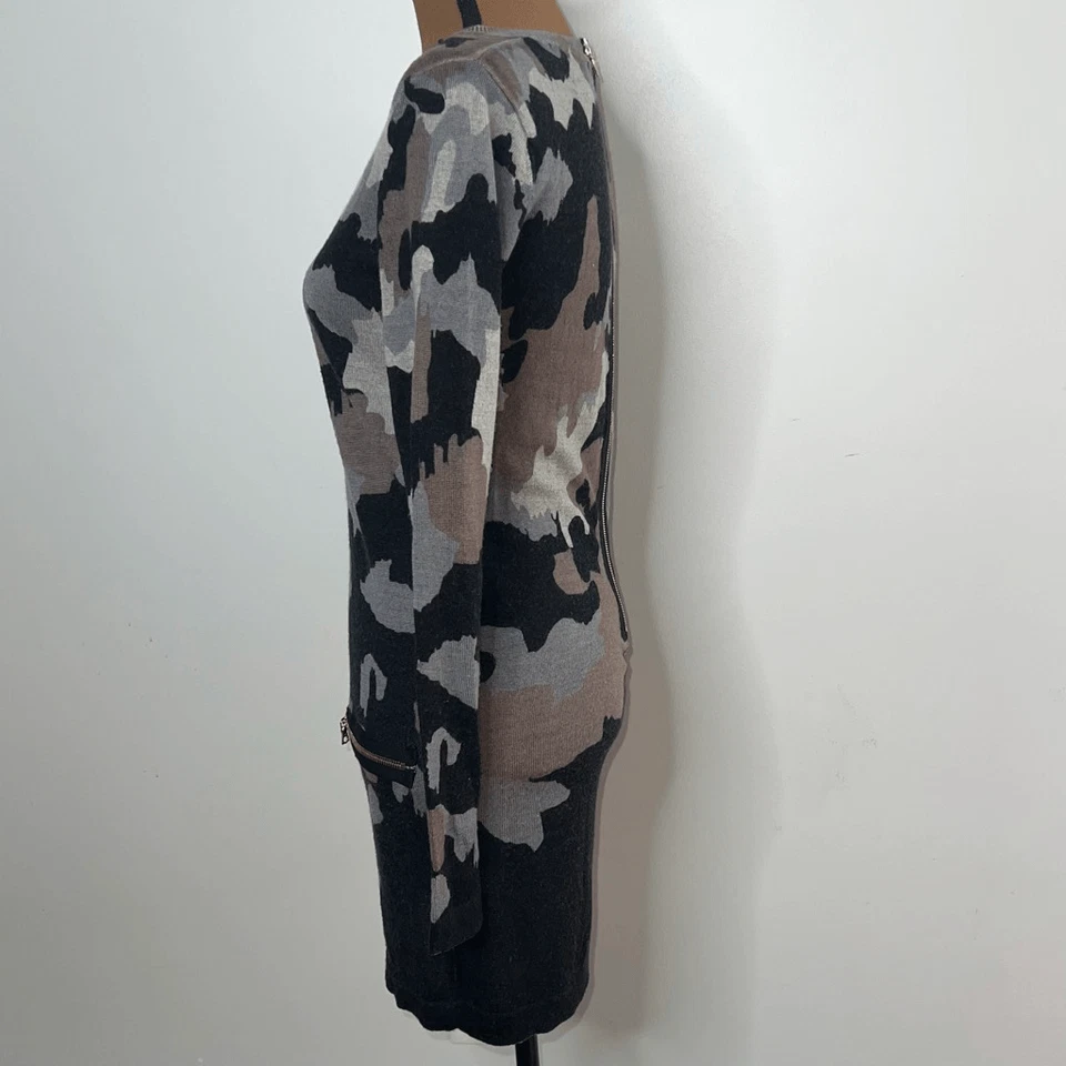 Vestido Suéter Markus Lupfer Estampado Camuflaje 100% Lana Merino Manga Larga Para Mujer Pequeño Foto 4 de 4