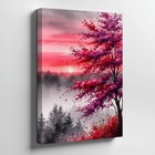 Pink Purple Sunset Landscape Canvas Wall Art Red Tree Nature Canvas Print Home