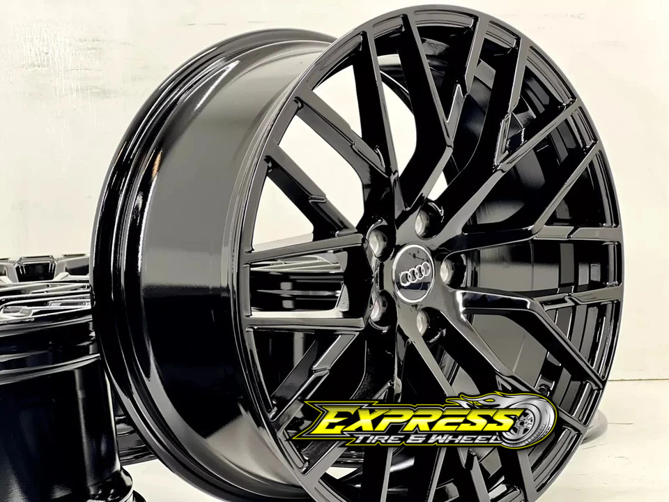 (4) 20x9 AUDI R8 GLOSS BLACK WHEELS RIMS A3 A4 A5 A6 A7 S4 S5 RS 5x112 +32MM