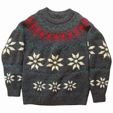 Vintage 80s GANT Fair Isle Wool Sweater Men  s M Gray Chunky Knit Holiday