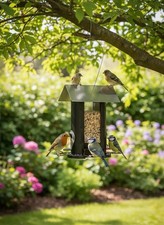 Metal Hanging Bird Seed Feeder 4 Port Garden Outdoor Wild Bird House Table