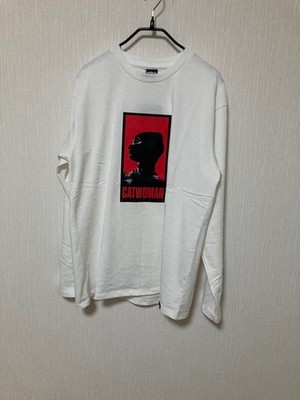 Catwoman Graphic Long Sleeve T-Shirt White Cotton Unisex Sleeve Cat Print