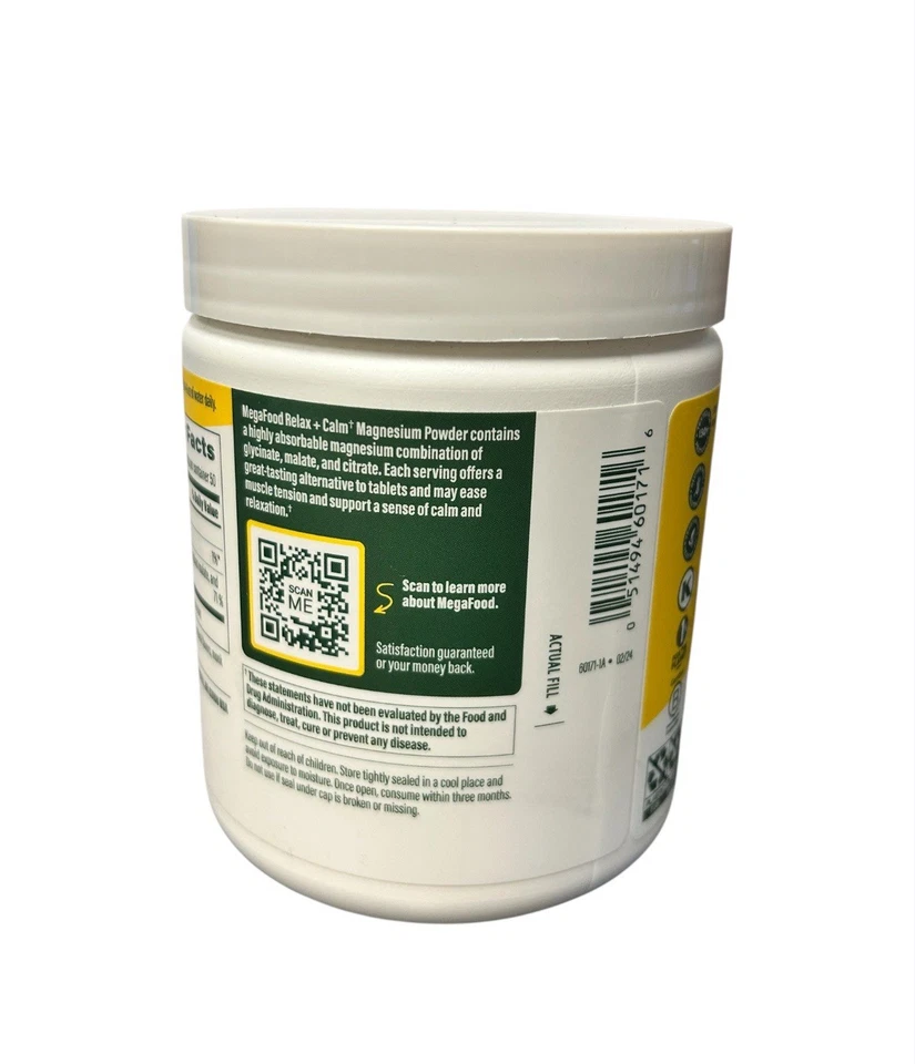 MegaFood Relax Calm Suplemento de Magnesio Limonada Frambuesa, 50 Porciones Foto 3 de 4