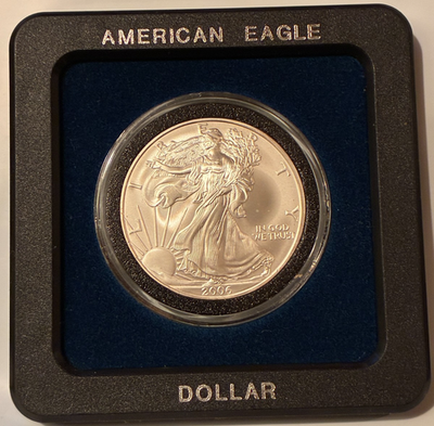 #ad 2006 ASE American Silver Eagle 1 ounce .999 fine includes display holder capsule $95.75