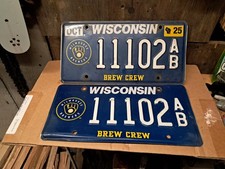 WISCONSIN LICENSE PLATE MILWAUKEE BREWERS BASEBALL MLB BREW CITY CREW