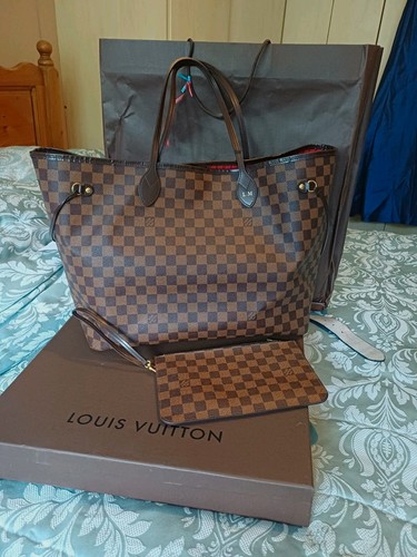 Louis Vuitton Neverfull GM Damier Ebene Brown Tote Removable Pouch Box/Dust Bag