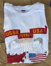 Vintage 1991 USSR  USA Moscow Summit Tee T-Shirt XXL New Deadstock USA 90s Argo