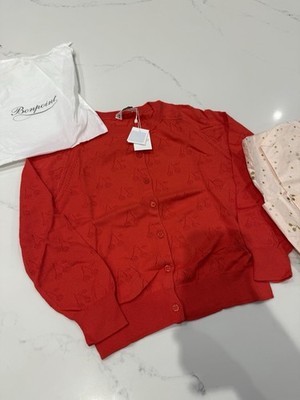 Bonpoint Mädchen Strickjacke rot Kirschmotiv Größe 10 Jahre - neu mit Etikett