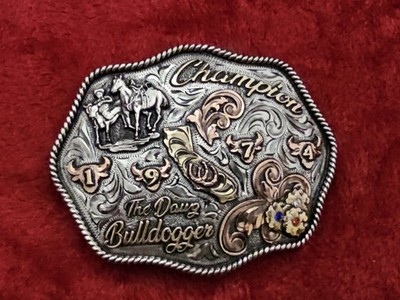 Rodeo Superstar Champion 1974 Bulldogging TROPHY BUCKLE The DAWG RARE 55
