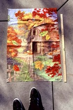 Rare Vintage Older “Fall Farm Scene”Garden Banner Flag 28in x 40in By Ross