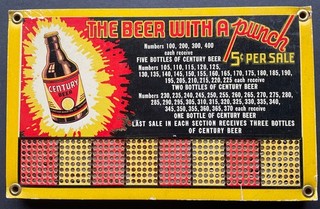 CENTURY BEER PUNCH BOARD PH. SCHNEIDER BREWING CO. TRINIDAD COLORADO BOTTLE RARE