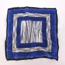 Mens 100 Silk Pocket Square Handkerchief Blue Gray Geometric Pattern Formal