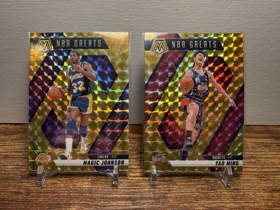 Magic Johnson #296 & Yao Ming #294 Panini Mosaic Reactive Yellow  (Lot of 2)